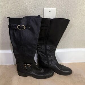 Naturalizer Black leather Knee high motor Boots size 8.5 wide shaft